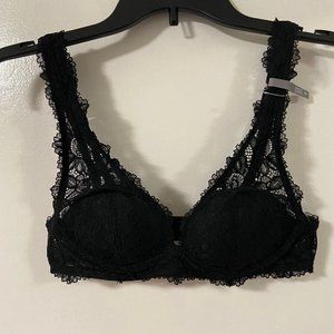 Aerie Black Real Power Wireless Sexy Push Up Sunflower Lace Convertible Bra